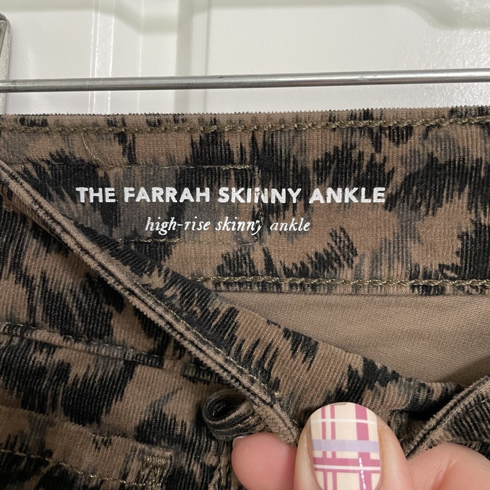 AG The Farrah Skinny Ankle High Rise Women‎ Size 24 Leopard Print Corduroy NWT - Picture 6 of 11